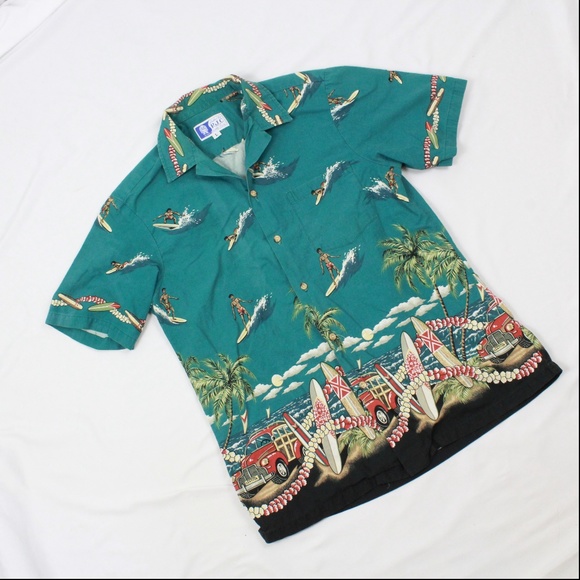 80's RJC Hawaiian Camp Button Up Shirt Adult Large - Picture 4 of 7